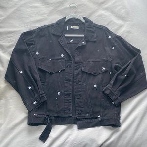 Elan Stars Black Denim Jacket--O/S